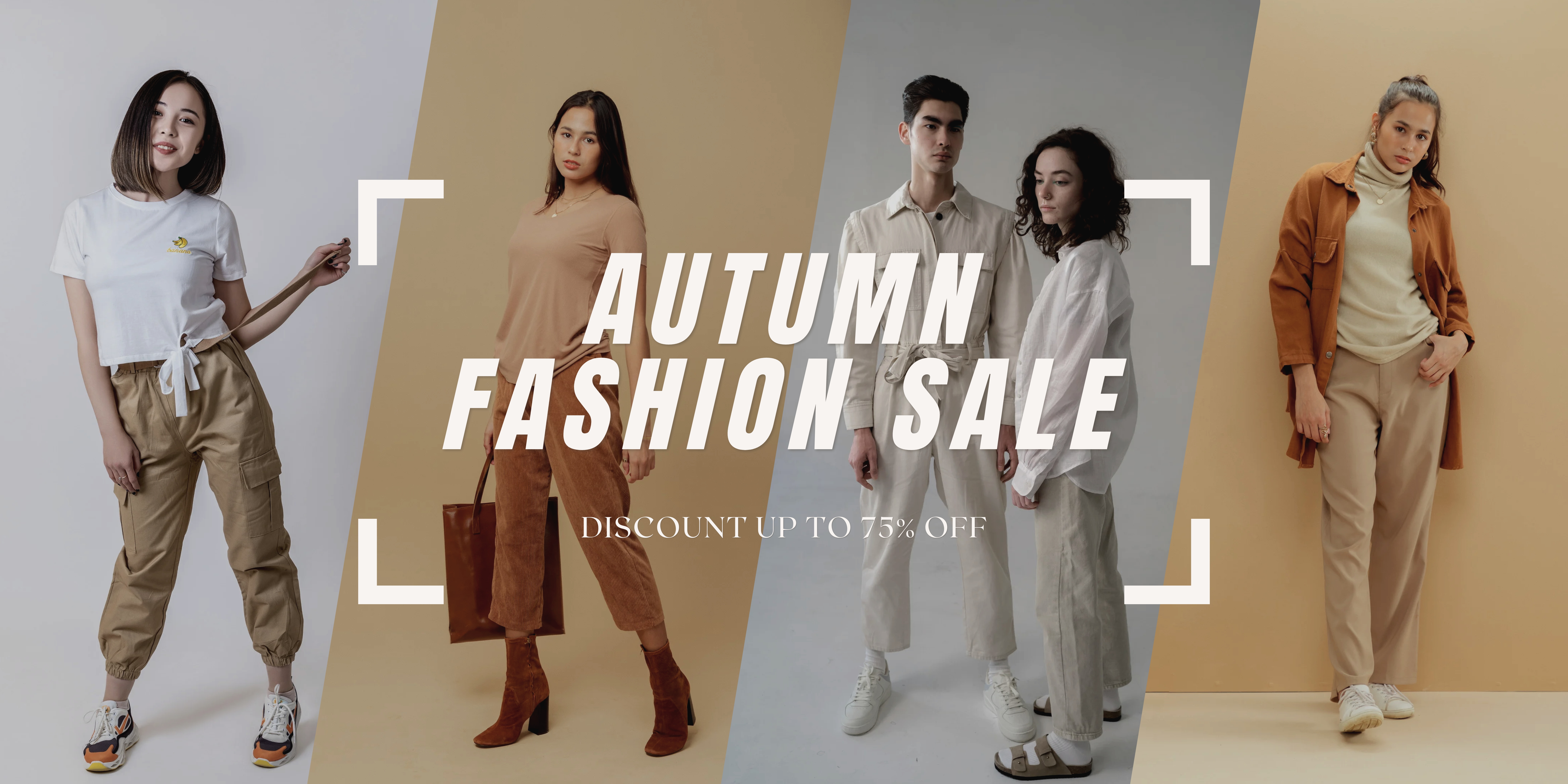 Simple Modern Photo Collage Autumn Fashion Sale Banner